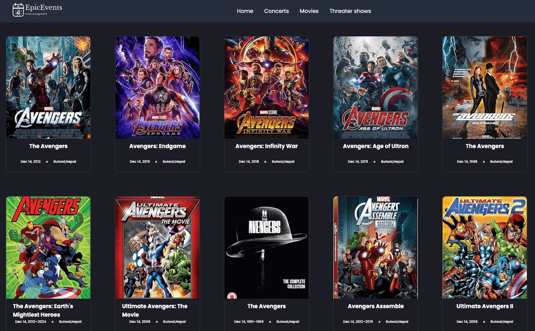 Epic Events-Movie booking platform